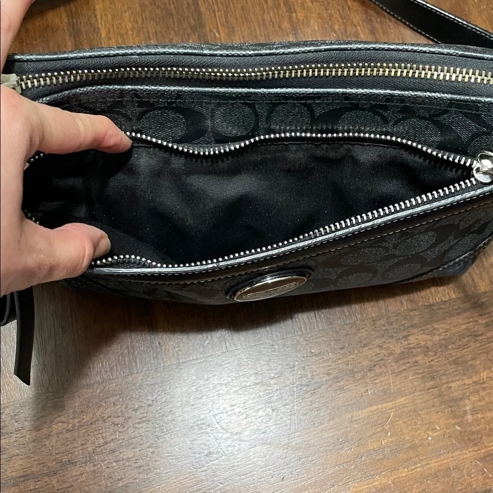 Coach Black Signature Heritage Shoulder Bag